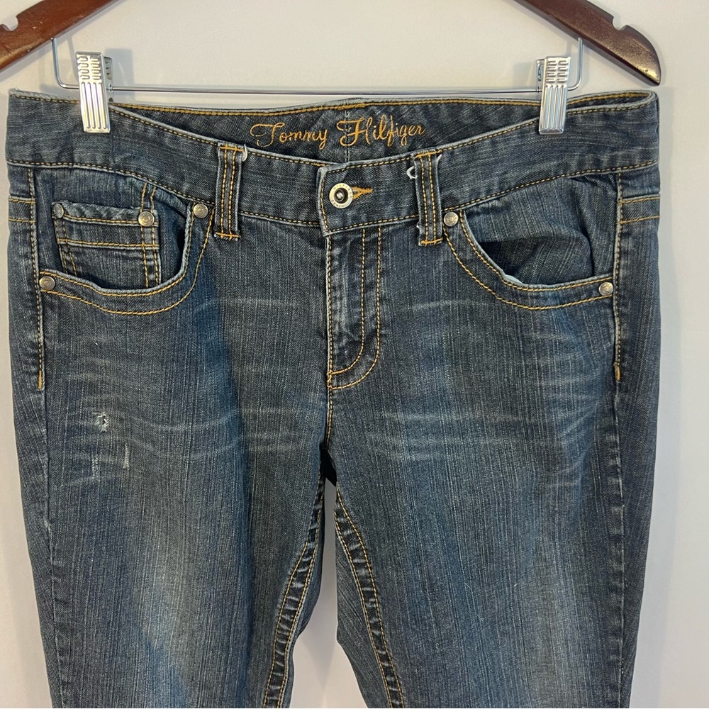 Tommy Hilfiger Jeans Blue Women Size 10 Dark Wash Straight Leg Button Pockets - Picture 2 of 6